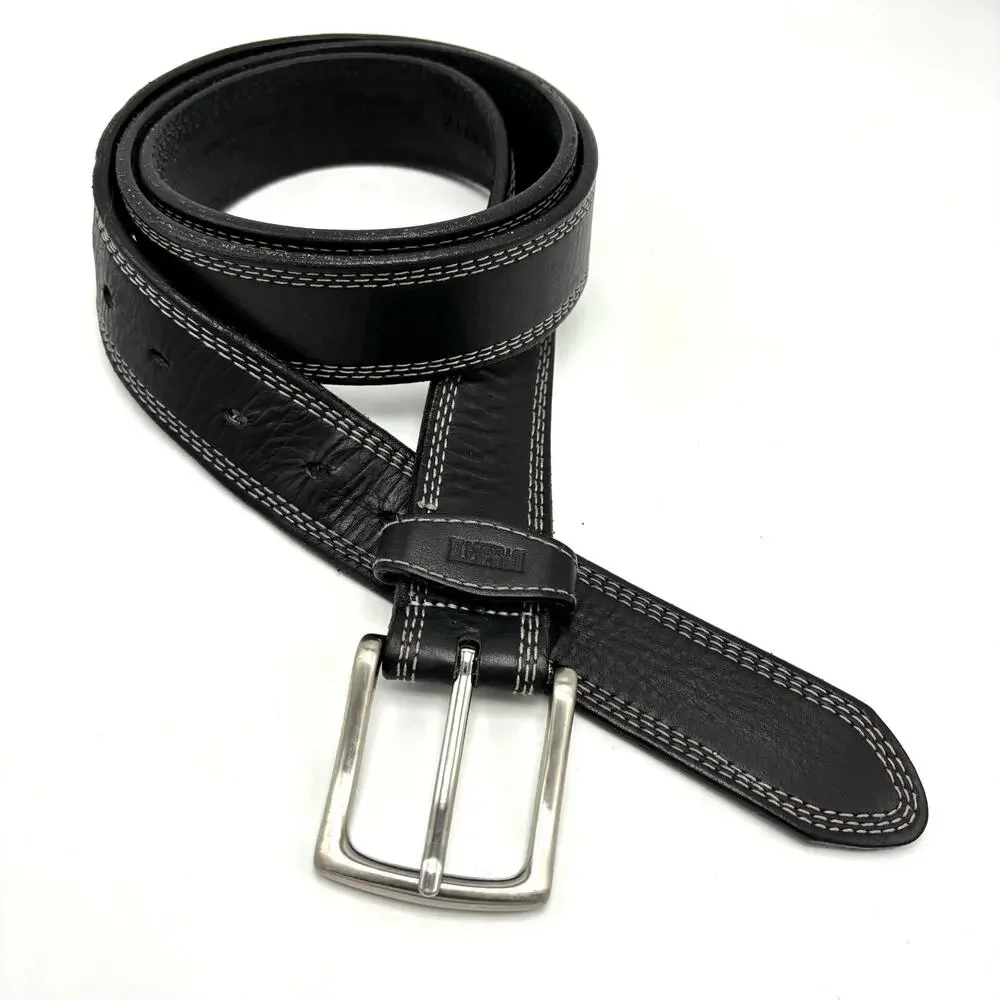 Duluth Trading Co Black Leather Work Belt 48 Gets Better With Age Heavy Duty USA
